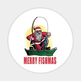 Merry Fishmas Santa Claus Fishing Magnet